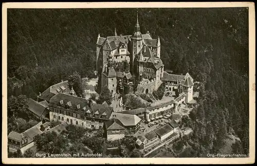 Lauenstein-Ludwigsstadt Burg Lauenstein mit Autohotel Orig. Fliegeraufnahme 1950