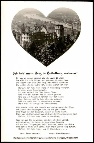 Heidelberg Heidelberger Schloss (Herz-Darstellung u. Lied-Text) 1960