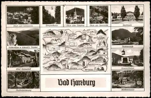 Ansichtskarte Bad Harzburg Mehrbild AK mit Landkarte 1957