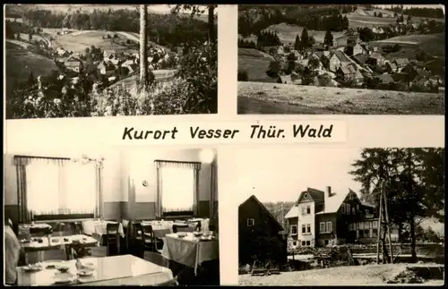 Ansichtskarte Vesser-Suhl Stadtansichten und Gastraum 1956