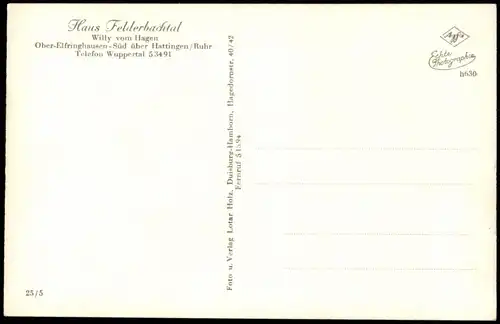 Ansichtskarte Oberelfringhausen-Hattingen Haus Felderbachtal - Terrasse 1961