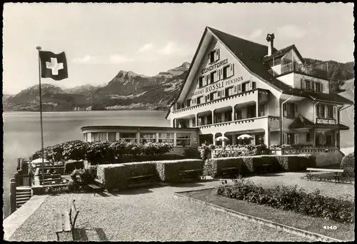 Ansichtskarte Beckenried Gasthaus Rössli a/See Fotomontage 1961