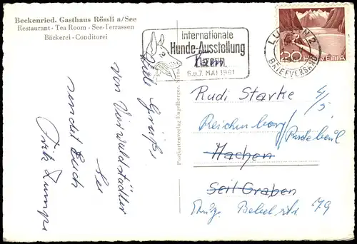 Ansichtskarte Beckenried Gasthaus Rössli a/See Fotomontage 1961