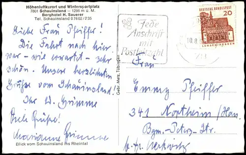 Ansichtskarte Freiburg im Breisgau Schauinsland - Fernblick 1967