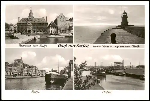Ansichtskarte Emden MB: Delft, Mole, Hafen 1953