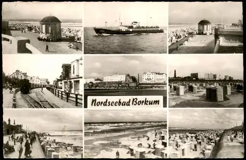 Ansichtskarte Borkum Mehrbild, Dampfer 1960  gel. Bahnpoststempel Hamm-Norddeich