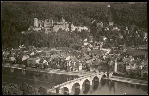 Ansichtskarte Heidelberg Blick vom Philosophenweg auf Stadt u. Schloss 1960