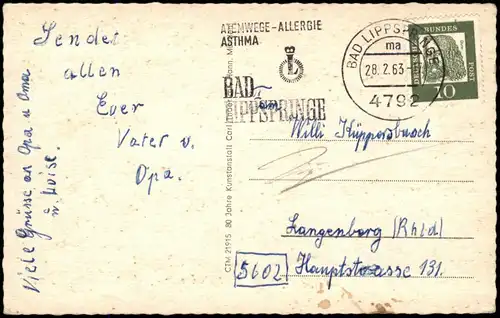 Ansichtskarte Bad Lippspringe 3 Bild - Parkanlagen 1953