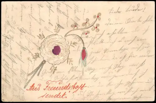 Ansichtskarte  Künstlerkarte - handgefertigt, Blume 1905  gel. Stempel Marxloh