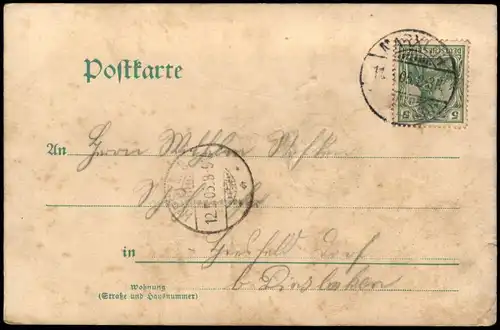 Ansichtskarte  Künstlerkarte - handgefertigt, Blume 1905  gel. Stempel Marxloh