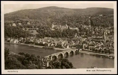 Ansichtskarte Heidelberg Blick vom Philosophenweg 1954