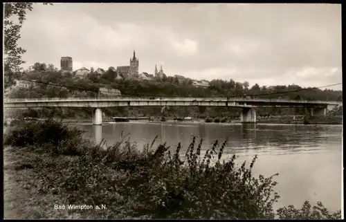 Ansichtskarte Bad Wimpfen Blick auf Stadt und Brücke 1953