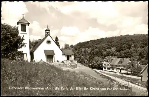 Ansichtskarte Blankenheim (Ahr) Kirche und Pension Nebel 1965