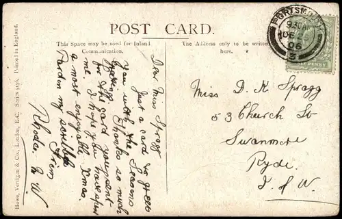 Postcard Portsmouth HORNING FERRY 1906