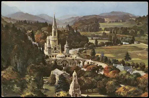CPA Lourdes Lorda La Basilique vue du Château Fort, 1922