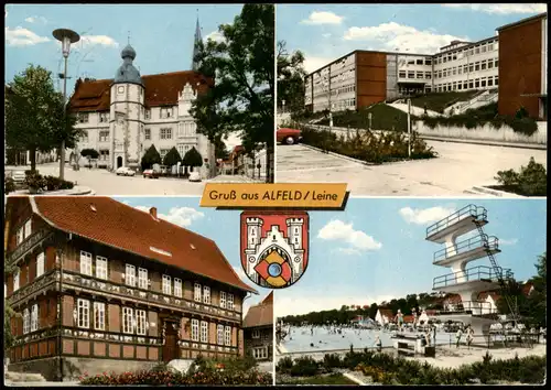 Ansichtskarte Alfeld (Leine) Rathaus, Schwimmbad uvm 1976