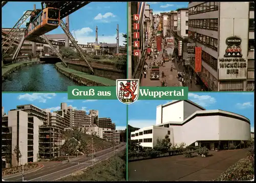 Ansichtskarte Wuppertal Schwebebahn, Neubauten, Straße 1988