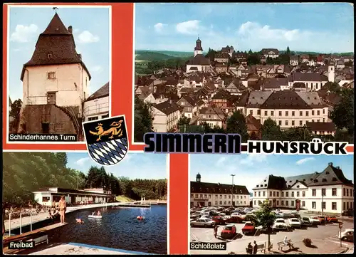 Simmern (Hunsrück) Schinderhannes Turm Freibad Schloßplatz 1974