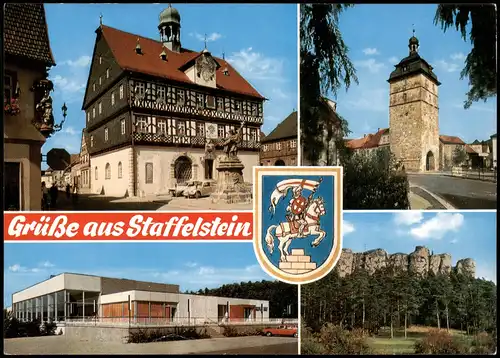 Ansichtskarte Bad Staffelstein Rathaus, Halle, Umland 1982