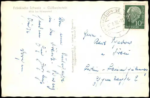 Ansichtskarte Gößweinstein Blick ins Wiesenttal 1956