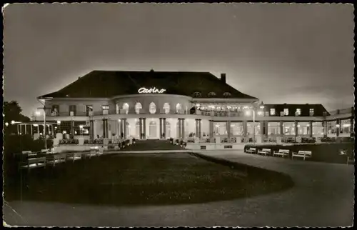 Ansichtskarte Travemünde-Lübeck Casino b. Nacht 1954