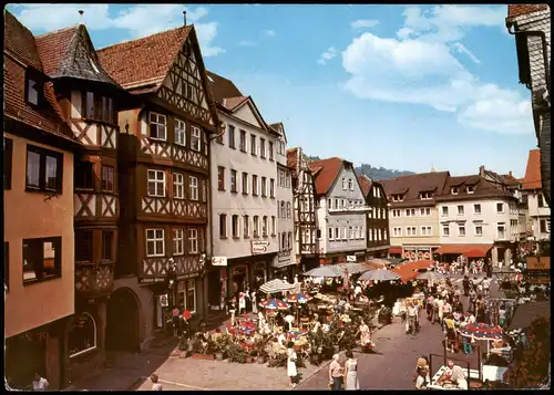Ansichtskarte Wertheim Marktplatz, Markttreiben 1975