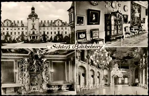 Ansichtskarte Bückeburg MB Schloß Gobelinsaal Goldener Saal Festsaal 1952