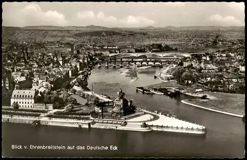 Ansichtskarte Koblenz Deutsches Eck Stadt Panorama mit Rhein u. Mosel 1959