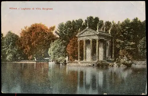 Cartoline Rom Roma Laghetto di Villa Borghese 1919