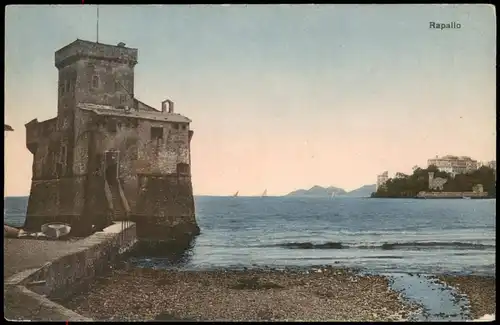 Cartoline Rapallo Ortsansicht, Turm am Meer 1910