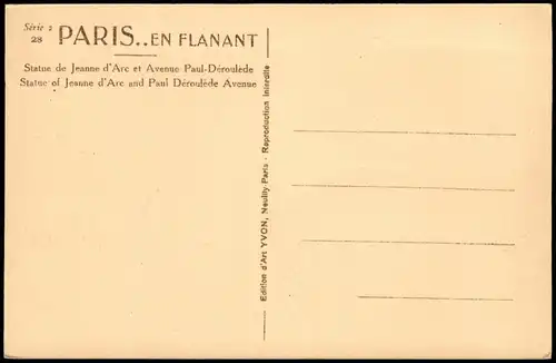 CPA Paris Statue de Jeanne d'Arc et Avenue Paul-Déroulede 1930
