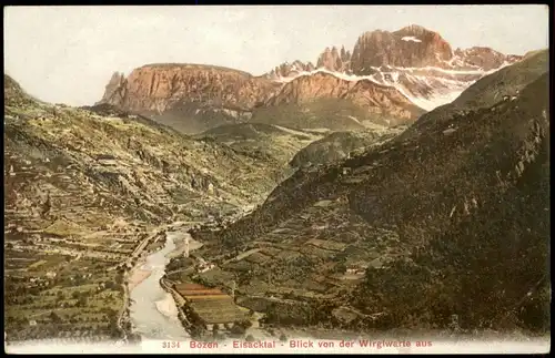 Cartoline Bozen Bolzano Bozen-Eisacktal Blick von der Wirglwarte aus 1910
