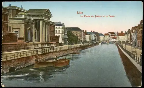 CPA Lille Le Palais de Justice et la Deûle 1910