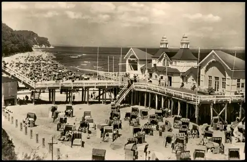 Ansichtskarte Sellin Seebrücke und Ostsee Strand 1958