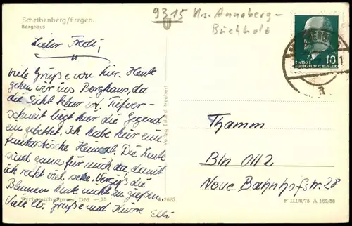 Ansichtskarte Scheibenberg (Erzgebirge) Berghaus Erzgebirge 1962