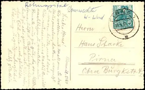 Sachsen Sächsische Schweiz Felsen Echtfoto-Ansicht 1961   gel   Stempel PIRNA