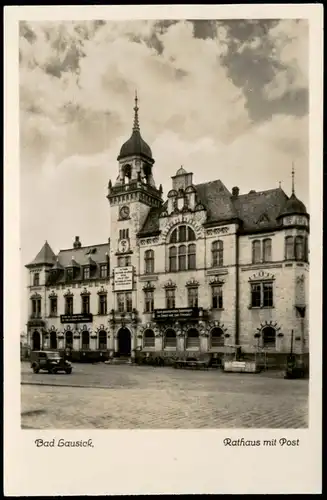 Ansichtskarte Bad Lausick Lausigk Rathaus mit Post 1954