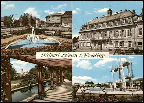 Ansichtskarte Leimen (Baden) Straße, Schloß, Schwimmbad 1969