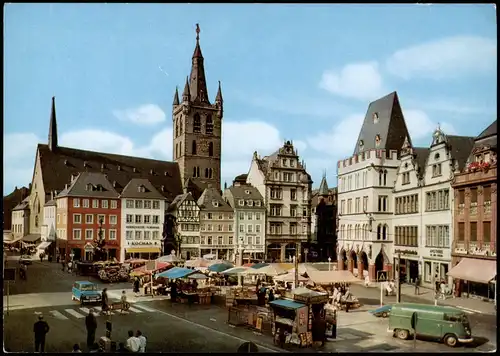 Ansichtskarte Trier VW - Bulli, Markt, Markttreiben 1973