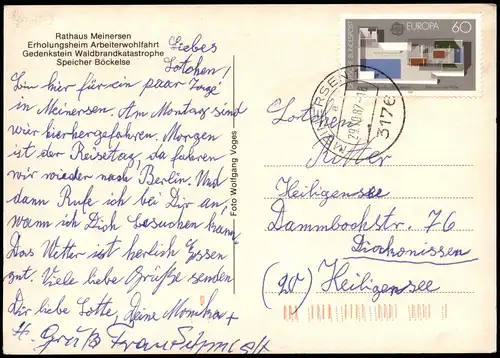 Ansichtskarte Meinersen Rathaus, Gedenkstein, Erholungsheim 1987