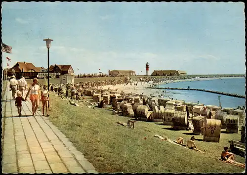 Ansichtskarte Büsum Strand, belebt - Bebauung 1961