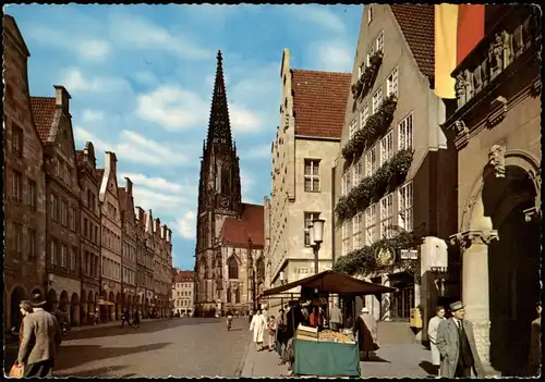 Ansichtskarte Münster (Westfalen) Prinzipalmarkt, Marktstände 1964