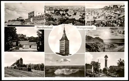 Ansichtskarte Wangerooge Mehrbildkarte mit 9 Ortsansichten 1950