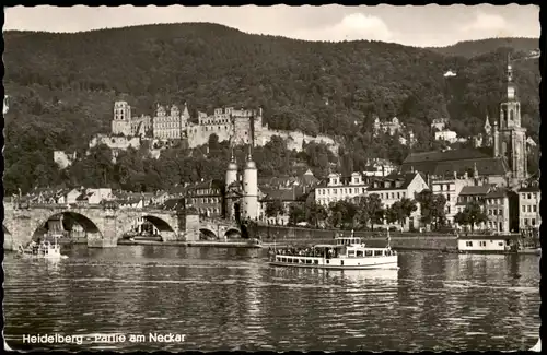Ansichtskarte Heidelberg Panorama-Ansicht Blick auf Neckar u. Schloss 1963