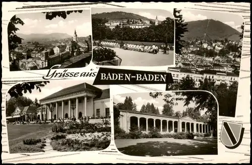 Ansichtskarte Baden-Baden Mehrbildkarte mit 5 Stadtteilansichten 1961