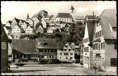 Ansichtskarte Altensteig Ortsansicht mit Bäckerei u. Restaurants 1966