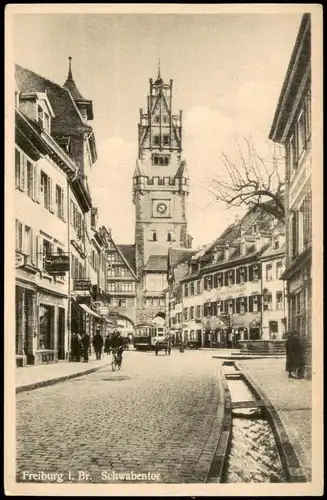 Freiburg im Breisgau Strassen Partie mit Geschäften am Schwabentor 1920