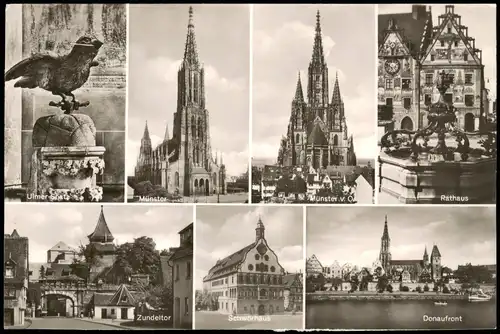 Ulm a. d. Donau Mehrbildkarte mit Münster, Rathaus, Schwörhaus, Donaufront 1960