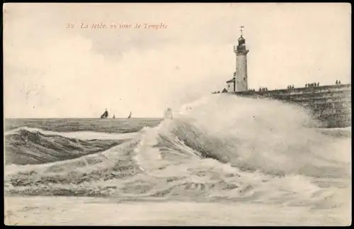.Frankreich Leuchtturm, Lighthouse, Jetée de Tempete, Frankreich 1910