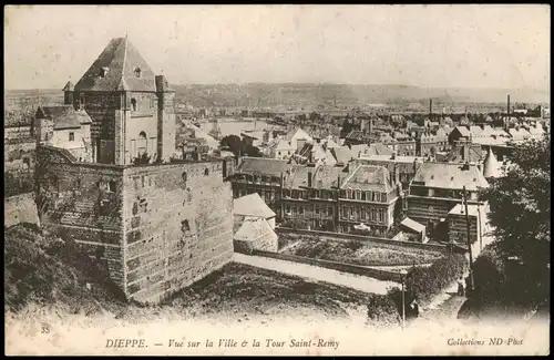 CPA Dieppe Vue sur la Ville & la Tour Saint-Remy 1910